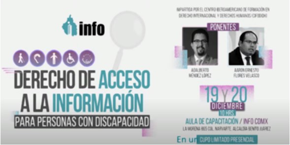 La imagen muestra la convocatoria al Taller de Sensibilización sobre “Derecho de acceso a la 
                información para personas con discapacidad”.