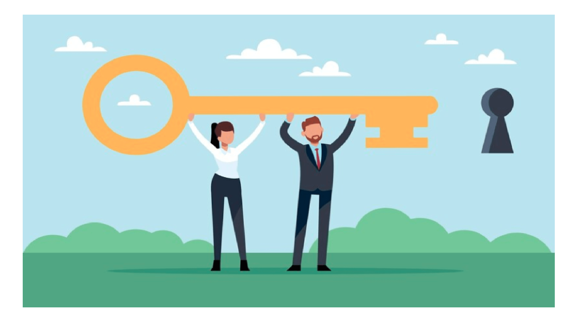  La imagen de un par de personas que representan al Derecho de Acceso a la Información Pública como un derecho llave, ya que facilita el acceso a otros derechos. 